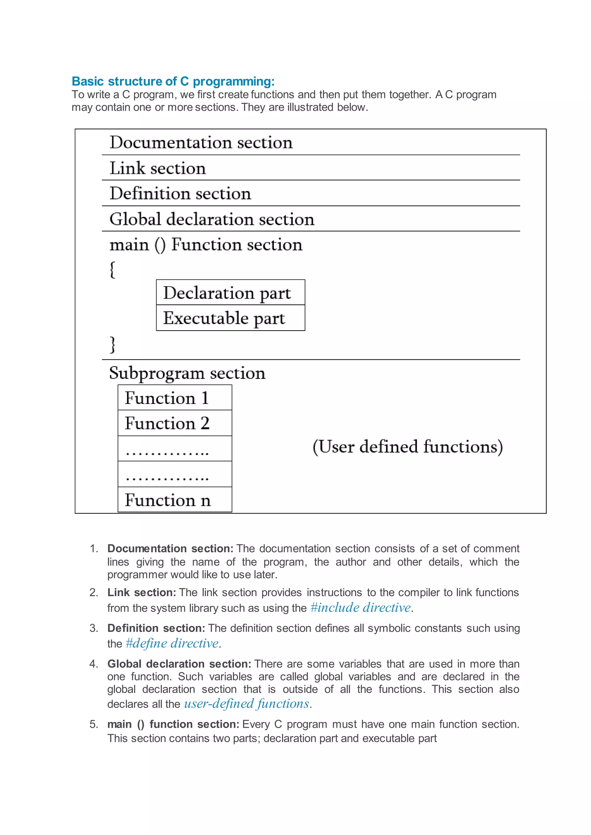 Basic structure of c programming | PDF