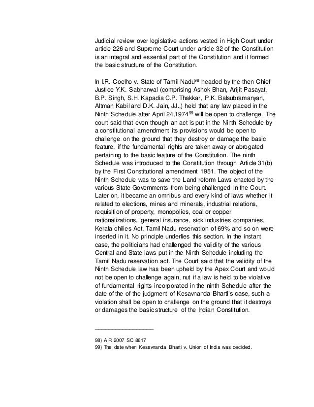 basic structure doctrine has been declared by the supreme court in