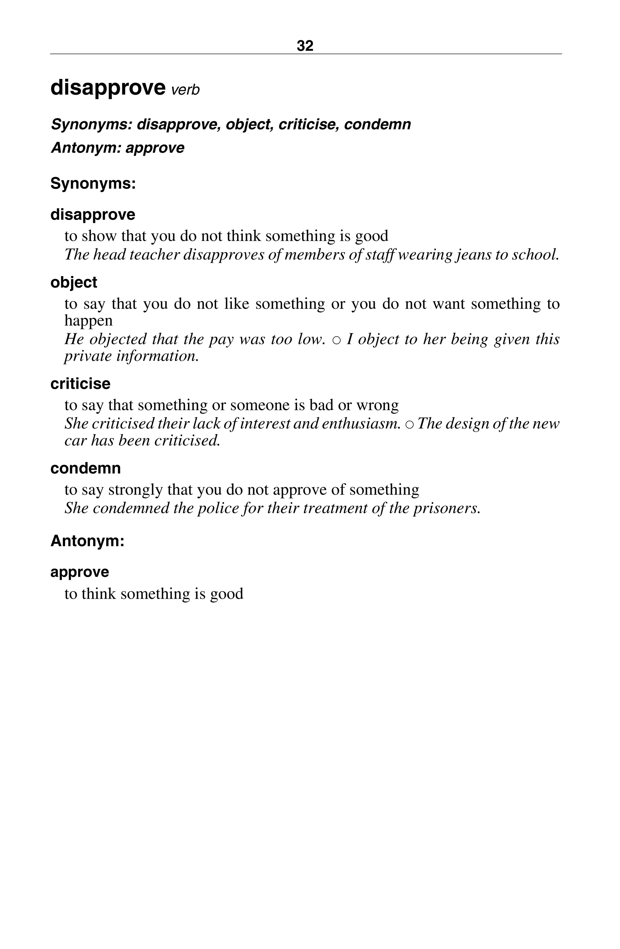 Object Disapprove Basic Synonyms.pdf for vocabulary.regski | PDF