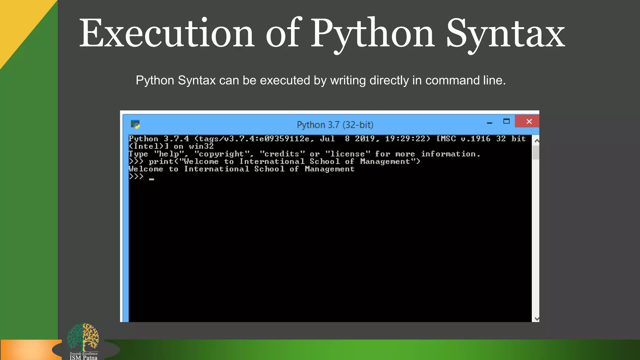 Basic syntax supported by python
