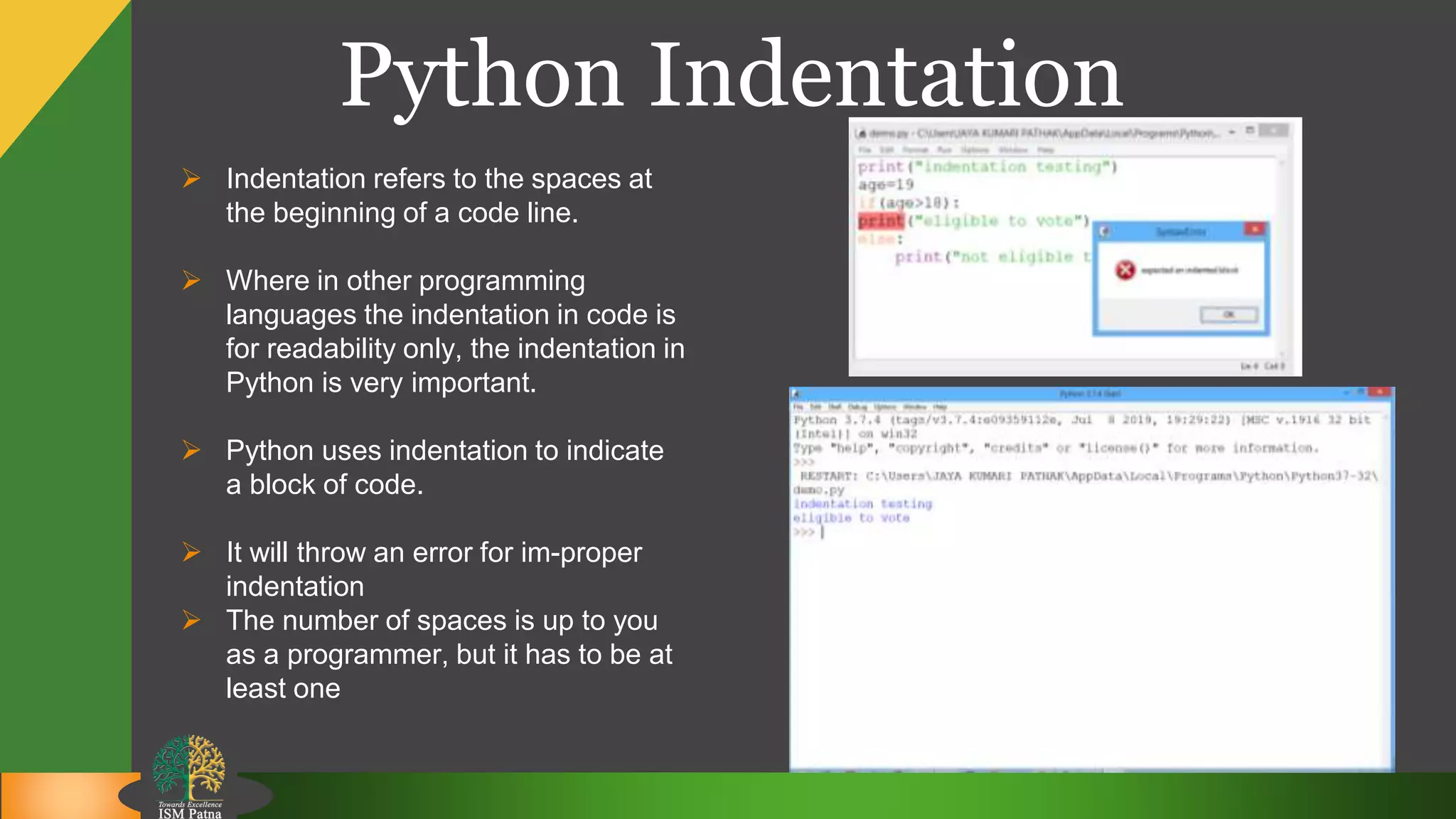 Basic syntax supported by python