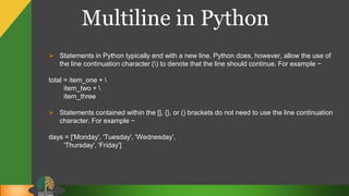 Basic syntax supported by python