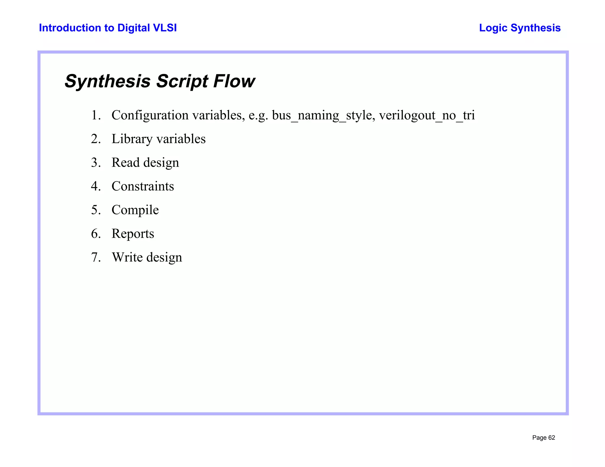 Basic synthesis flow and commands in digital VLSI | PDF