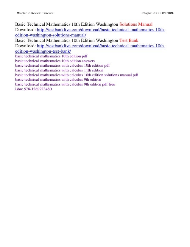 Basic technical mathematics 10th edition washington solutions manual