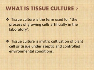 Basic techniques of plant tissue culture | PPTX