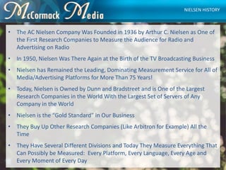 • The AC Nielsen Company Was Founded in 1936 by Arthur C. Nielsen as One of
the First Research Companies to Measure the Au...