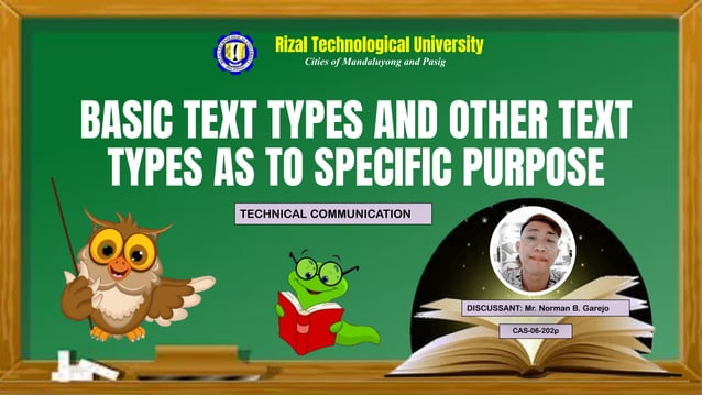 Basic text types and other text types as to purpose ppt | PDF