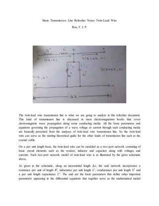 Basic transmission line refresher notes twin lead wire | DOCX