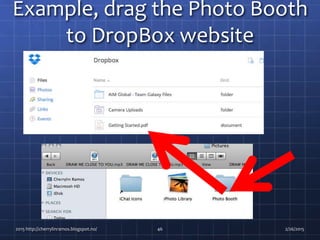 Example, drag the Photo Booth
to DropBox website
2015 http://cherrylinramos.blogspot.no/ 46 2/26/2015
 