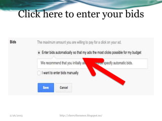 Click here to enter your bids
2/26/2015 http://cherrylinramos.blogspot.no/
 