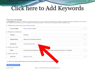 Click here to Add Keywords
2/26/2015 http://cherrylinramos.blogspot.no/
 