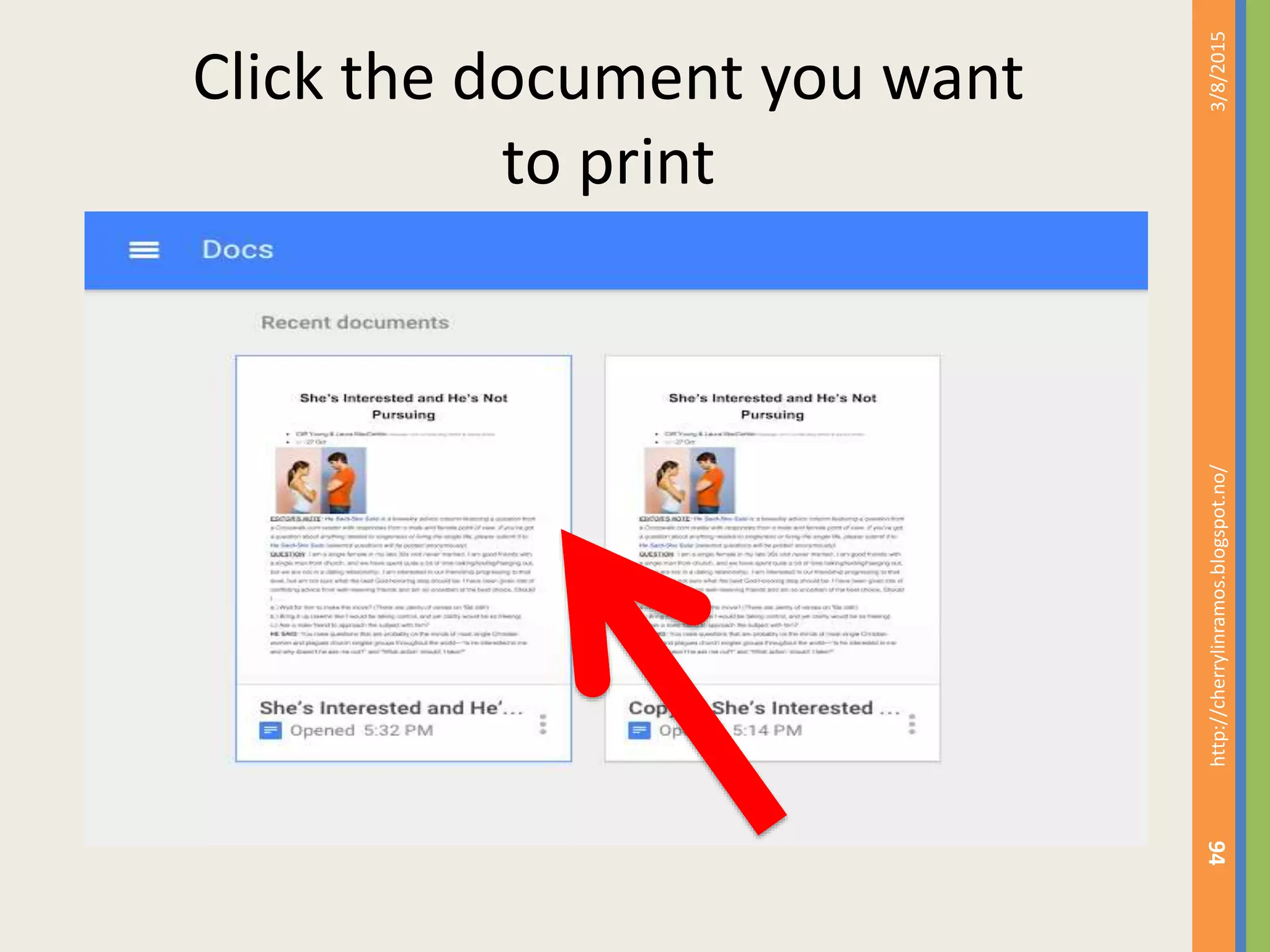 Click the document you want
to print
3/8/2015http://cherrylinramos.blogspot.no/
94
 