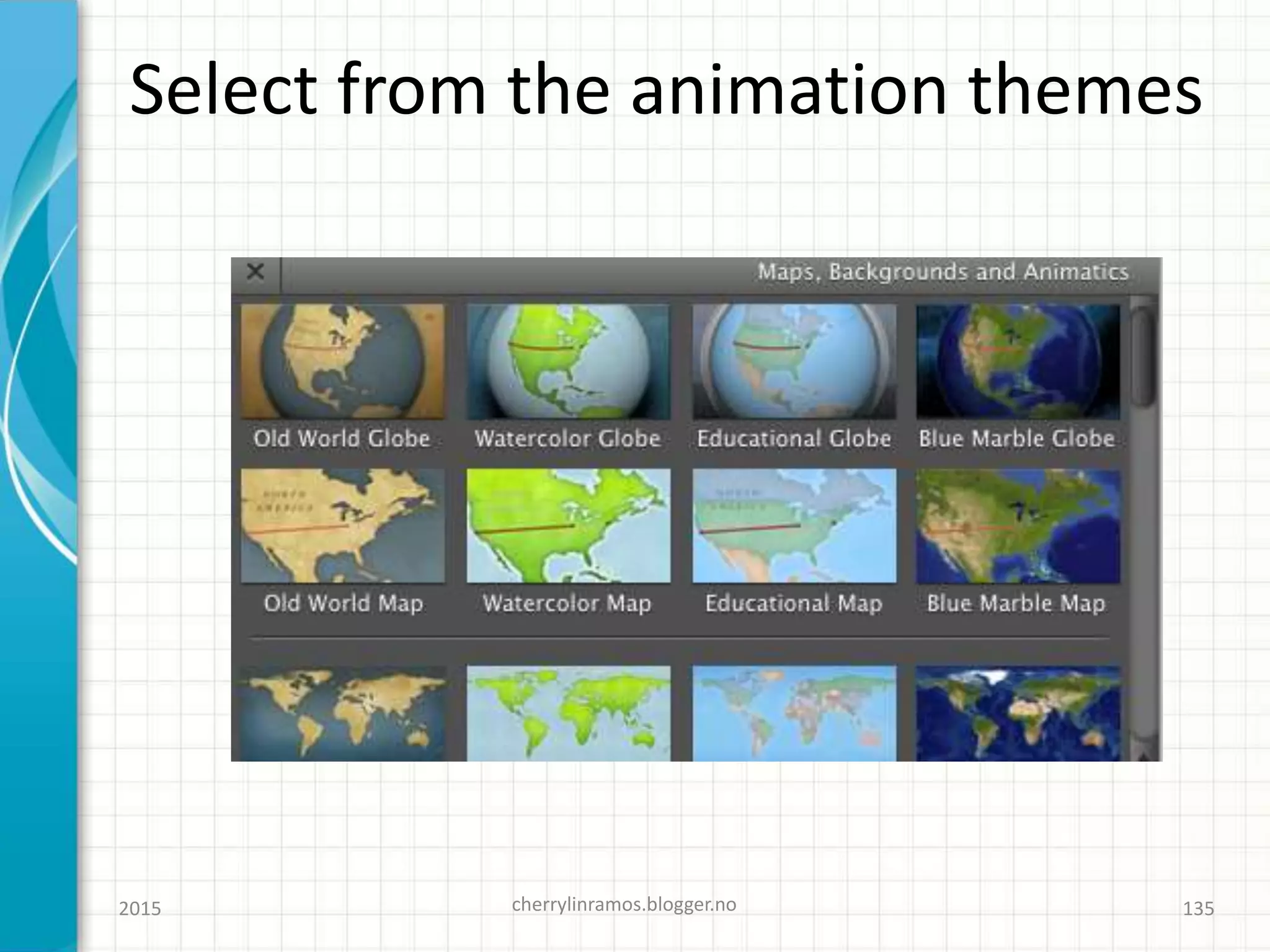 Select from the animation themes
2015 cherrylinramos.blogger.no 135
 