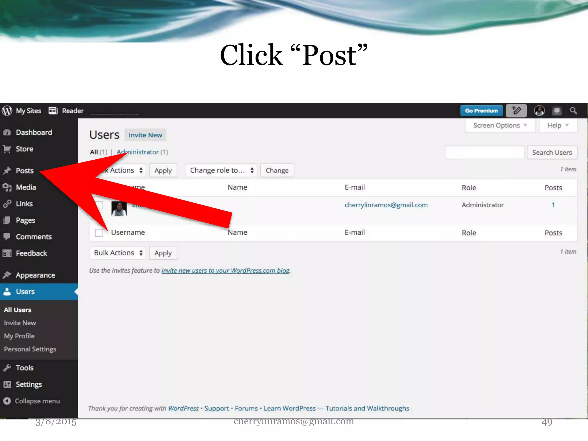 Click “Post”
3/8/2015 cherrylinramos@gmail.com 49
 