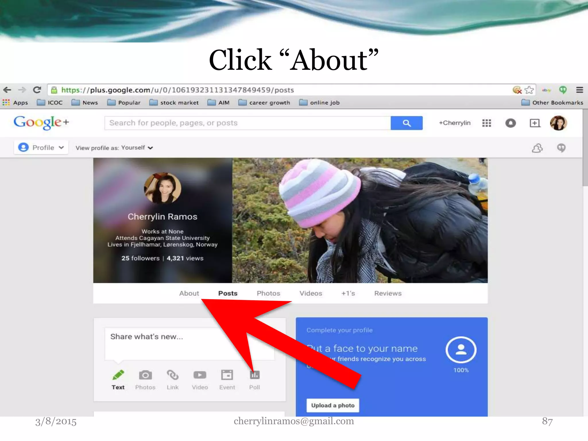 Click “About”
3/8/2015 cherrylinramos@gmail.com 87
 