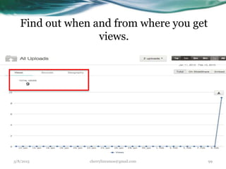Find out when and from where you get
views.
3/8/2015 cherrylinramos@gmail.com 99
 