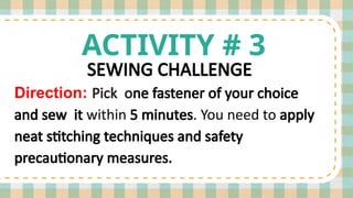 BASIC TYPE OF FASTENERS.IN DRESSMAKING GRADE 10 | PPTX