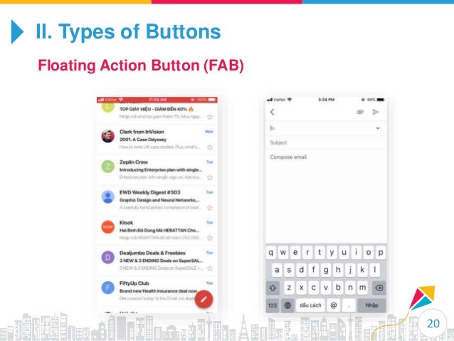 Basic types of buttons in user interfaces