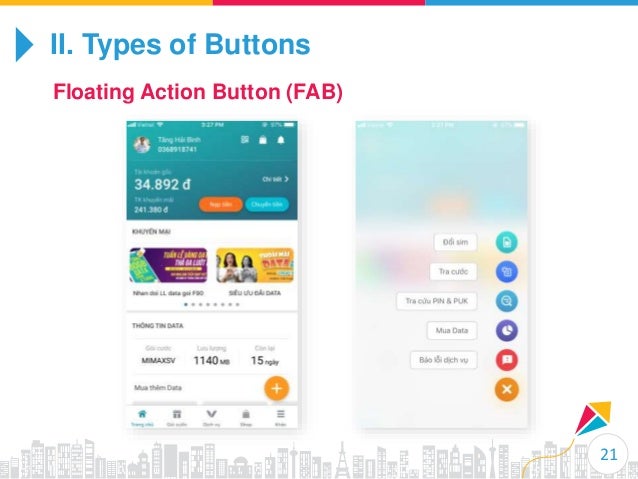Basic types of buttons in user interfaces