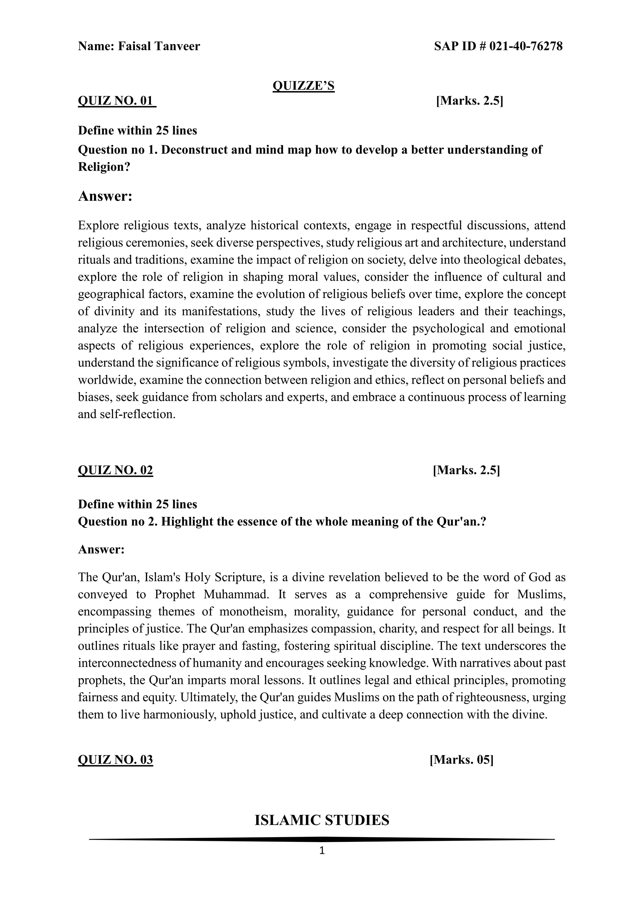Islam Study Guide BAsic understanding about religion of islam.docx
