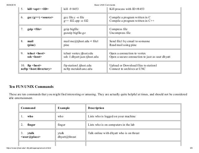 Basic unix commands