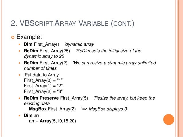 Vbscript Array