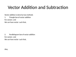 Vector Operations Addition Comprehensive Overview of Vector Quantities and Operations in Physics ...