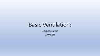 Basic Ventilation:
D.Krishnakumar
AVMC&H
 