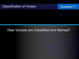 How Viruses are Classified and Named?
Clasisification of Viruses Question ?
 