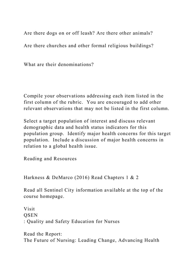 Basic Windshield Survey - RuralEnter Sentinel Town® via the .docx ...