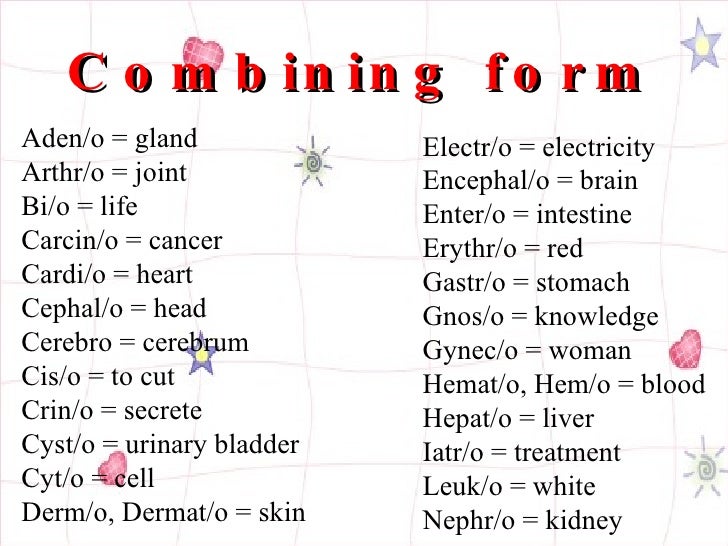 basic word structure combining form for bladder