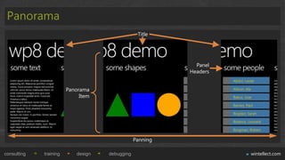 Panorama
                                                  Title




                                                             Panel
                                                           Headers


                        Panorama
                             Item




                                                 Panning

consulting   training       design   debugging                       wintellect.com
 