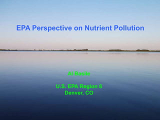 EPA Perspective on Nutrient Pollution




               Al Basile

           U.S. EPA Region 8
              Denver, CO
 