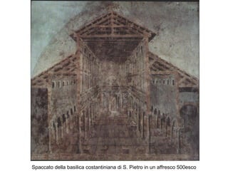Spaccato della basilica costantiniana di S. Pietro in un affresco 500esco
 