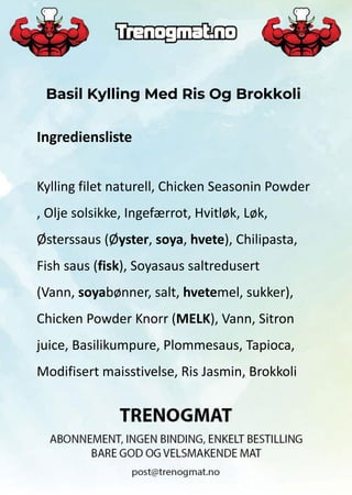 Basil Kylling Med Ris Og Brokkoli - TrenogMat | PDF