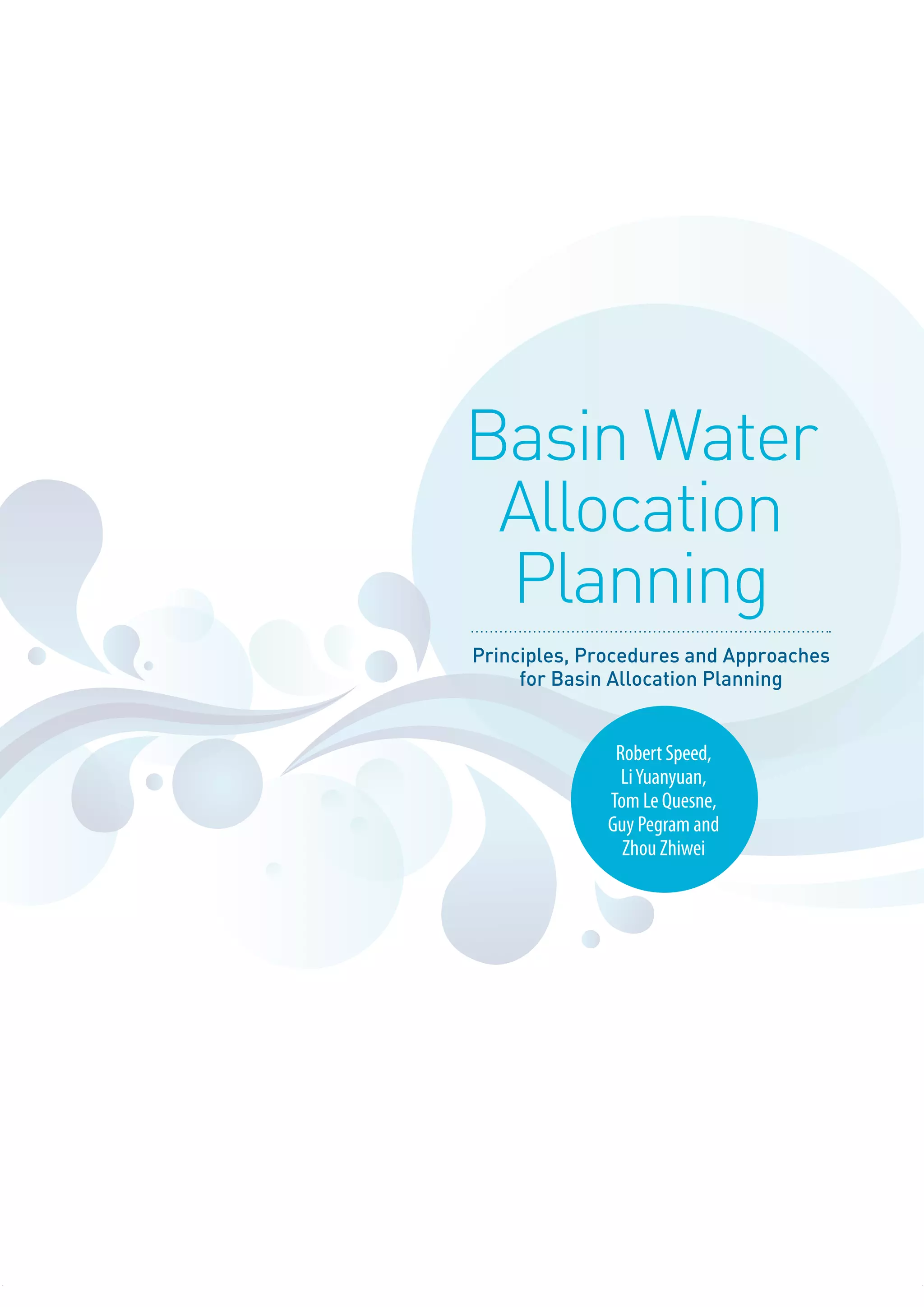 Basin water allocation planning principles, procedures and approaches ...