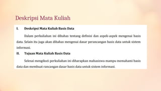 Deskripsi Mata Kuliah
 