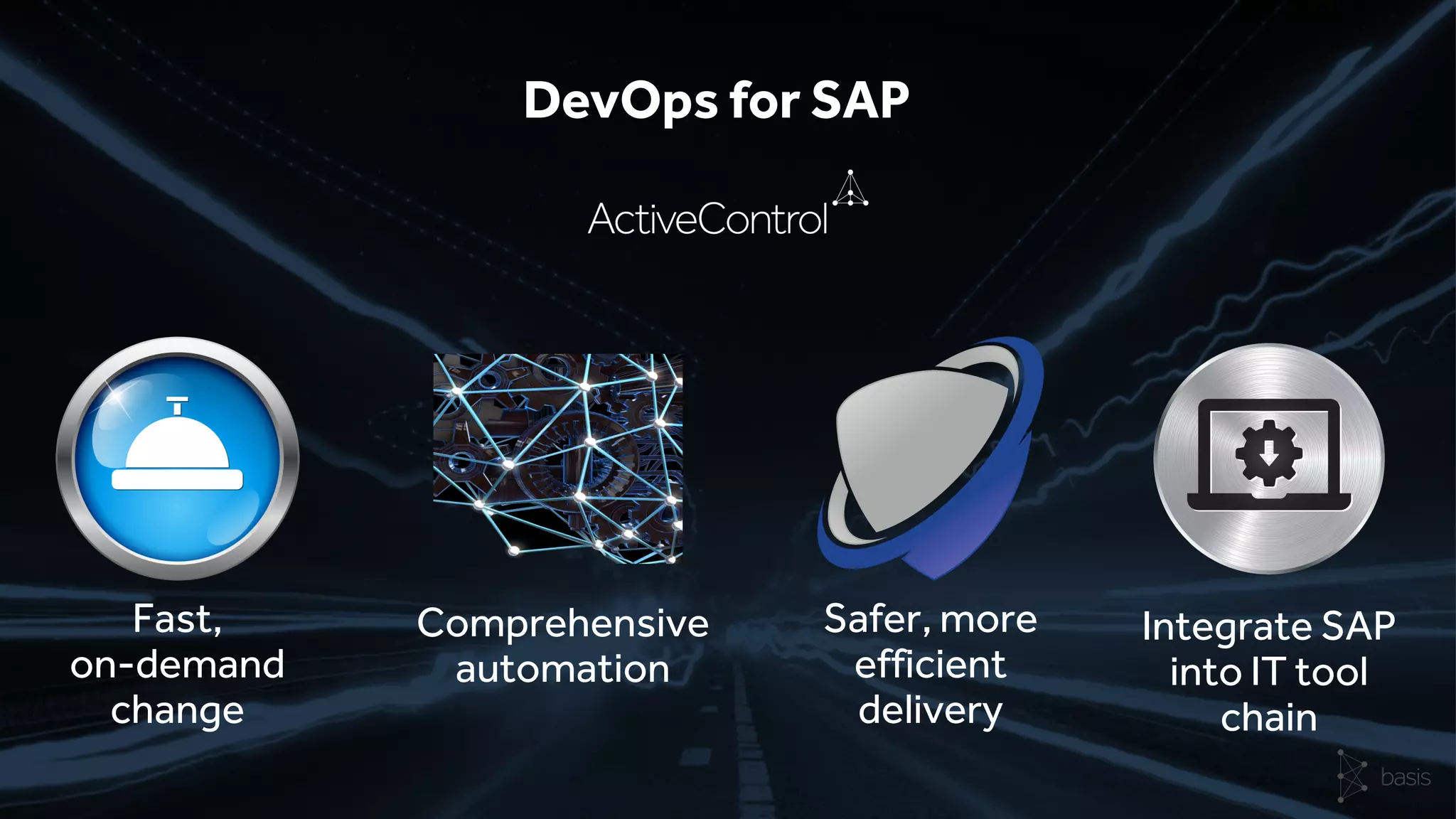 Fast,
on-demand
change
Comprehensive
automation
Safer, more
efficient
delivery
Integrate SAP
into IT tool
chain
DevOps for SAP
 