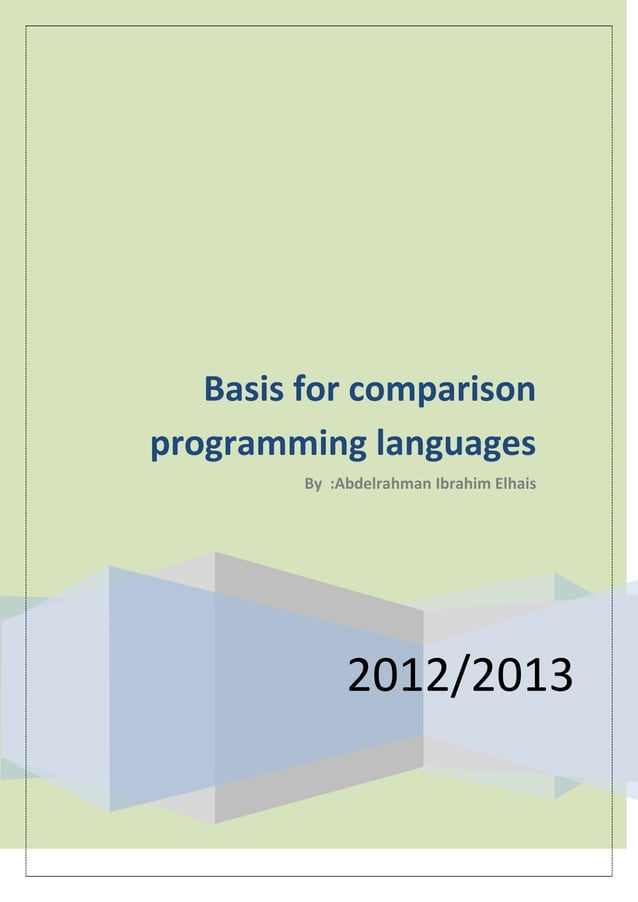Basis for comparison programming languages | PDF