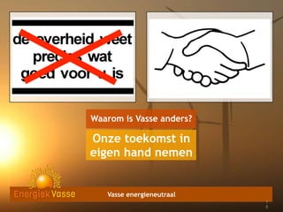 Waarom is Vasse anders?

Onze toekomst in
eigen hand nemen

Vasse energieneutraal
1
1
4
5

 