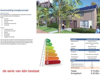 de serie van één bestaat Totaal: € 74.000,-
Energetisch: € 35.000,-
 