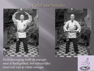 Deze beweging leidt de energie
naar je buikgebied, het natuurlijke
reservoir van je vitale energie
 