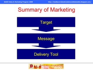 Summary of Marketing Target Message Delivery Tool 