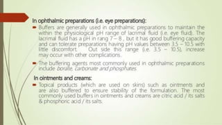 Buffers in pharmaceutical and biological system