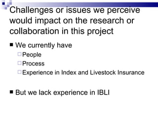 Index Based Insurance: BASIX experience