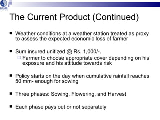 Index Based Insurance: BASIX experience