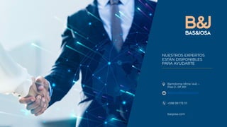 NUESTROS EXPERTOS
ESTÁN DISPONIBLES
PARA AYUDARTE
Bartolome Mitre 1441 –
Piso 2- Of 201
salesuy@basjosa.com
+598 99 173 111
basjosa.com
 