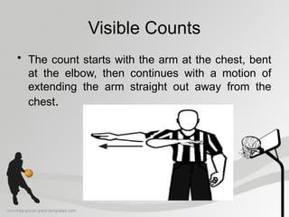 Visible Counts
• The count starts with the arm at the chest, bent
at the elbow, then continues with a motion of
extending the arm straight out away from the
chest.
 