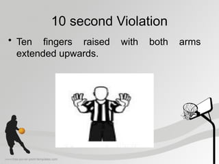 10 second Violation
• Ten fingers raised with both arms
extended upwards.
 