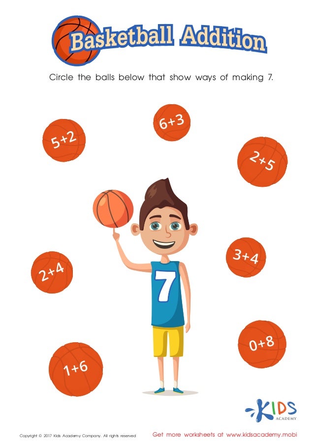 Kindergarten math worksheets adding